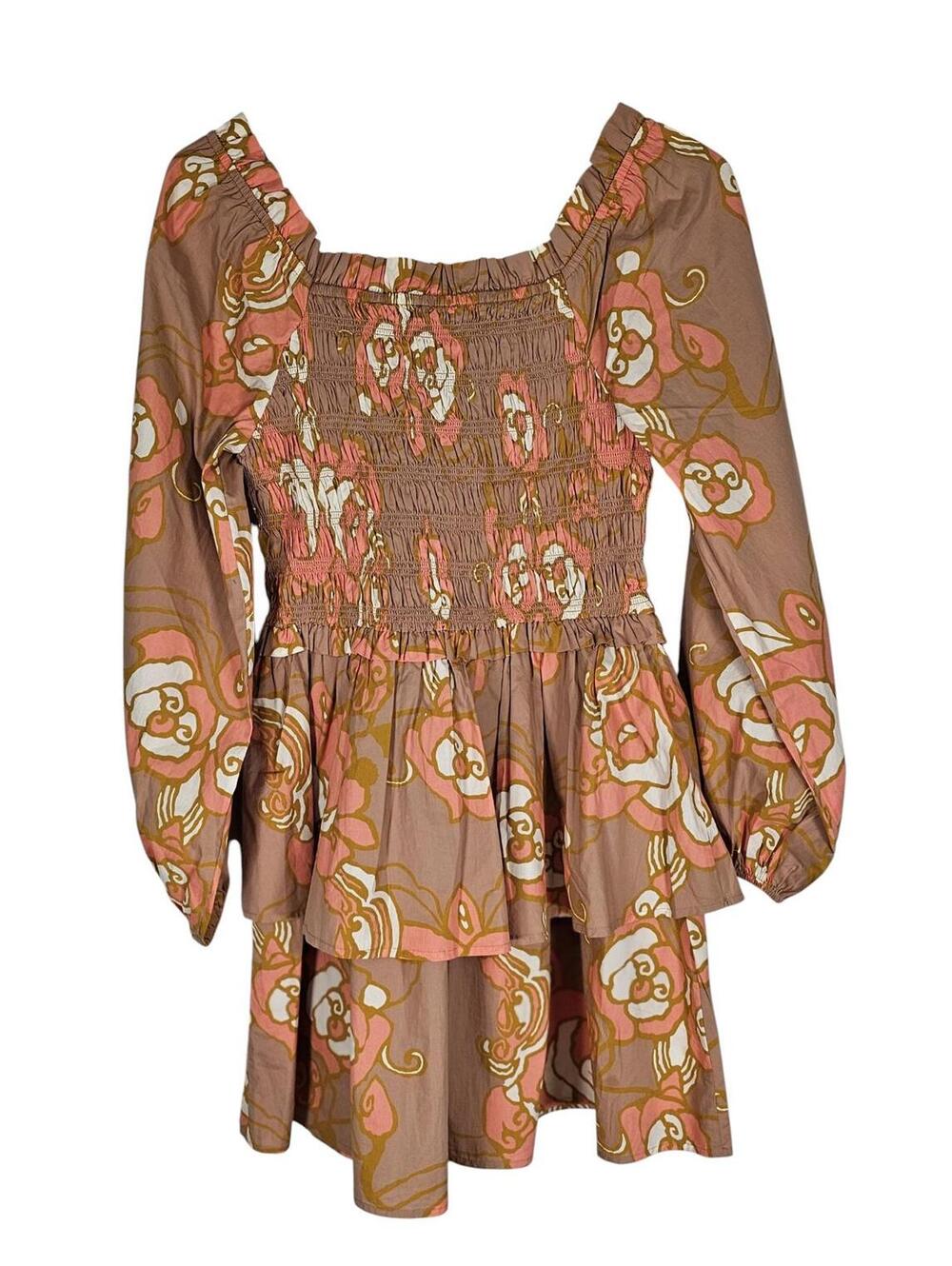 Cleobella Journee Mini Dress NWT Abstract Rose Organic Cotton Sz S Handcrafted - Picture 5 of 13